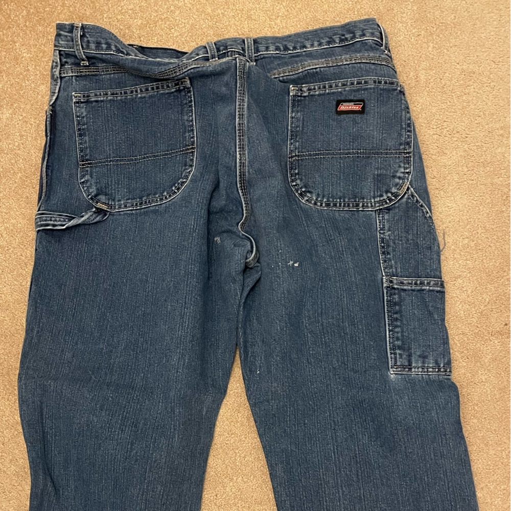Men's Dickies Relaxed Fit Denim Carpenter Jeans Stonewashed Indigo 40x30